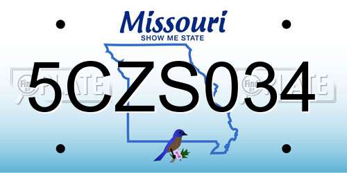 5CZS034 Missouri License Plate