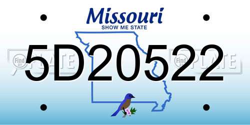 5D20522 Missouri License Plate