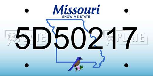 5D50217 Missouri License Plate