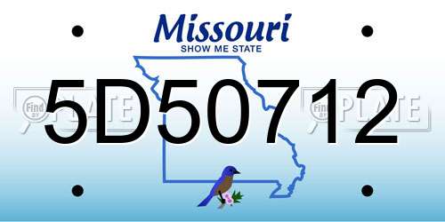 5D50712 Missouri License Plate