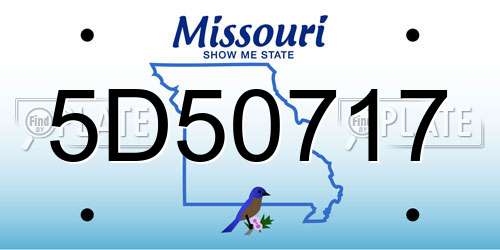 5D50717 Missouri License Plate
