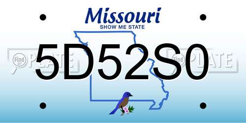 5D52S0 Missouri License Plate