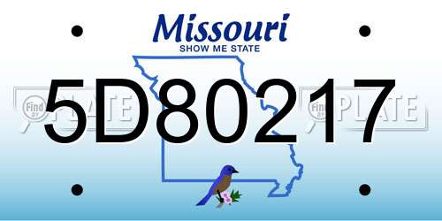 5D80217 Missouri License Plate