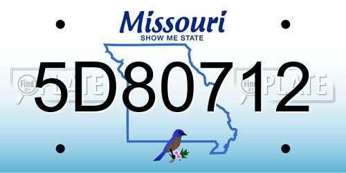 5D80712 Missouri License Plate