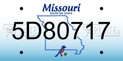 5D80717 Missouri License Plate
