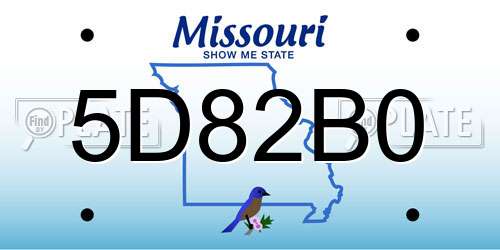 5D82B0 Missouri License Plate