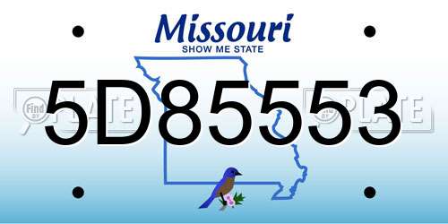 5D85553 Missouri License Plate