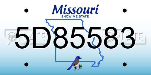5D85583 Missouri License Plate
