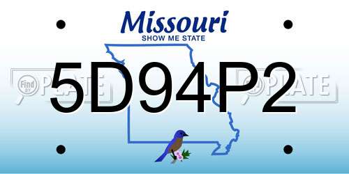 5D94P2 Missouri License Plate
