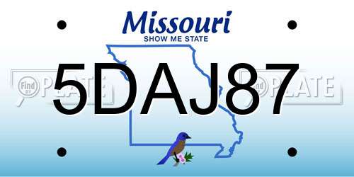 5DAJ87 Missouri License Plate