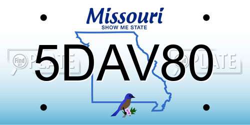 5DAV80 Missouri License Plate