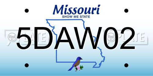 5DAW02 Missouri License Plate