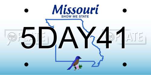 5DAY41 Missouri License Plate