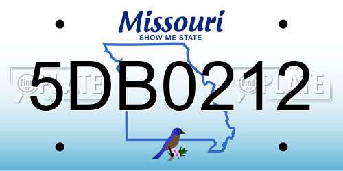 5DB0212 Missouri License Plate