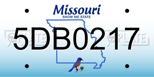 5DB0217 Missouri License Plate