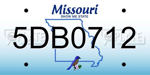 5DB0712 Missouri License Plate