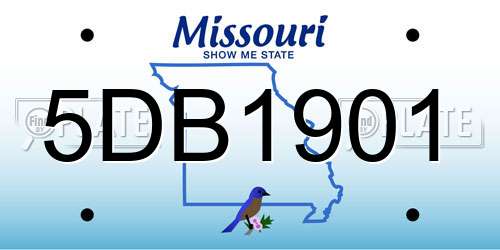 5DB1901 Missouri License Plate