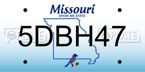 5DBH47 Missouri License Plate
