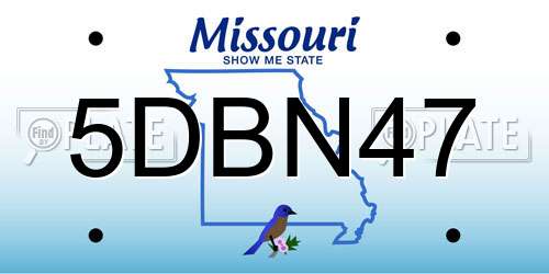 5DBN47 Missouri License Plate