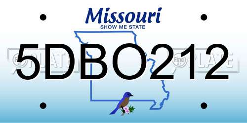 5DBO212 Missouri License Plate