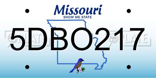 5DBO217 Missouri License Plate