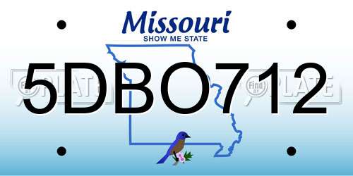 5DBO712 Missouri License Plate