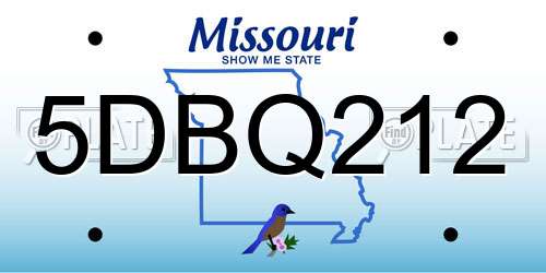 5DBQ212 Missouri License Plate
