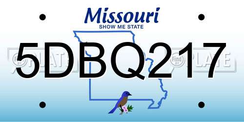 5DBQ217 Missouri License Plate