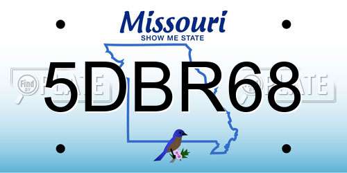 5DBR68 Missouri License Plate