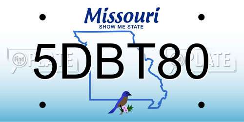 5DBT80 Missouri License Plate