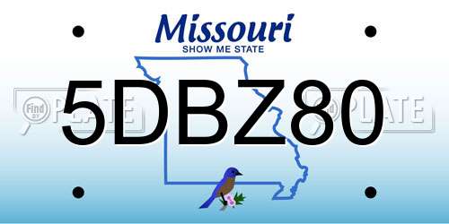5DBZ80 Missouri License Plate