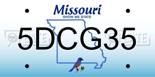 5DCG35 Missouri License Plate