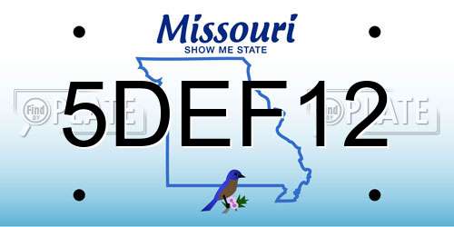 5DEF12 Missouri License Plate