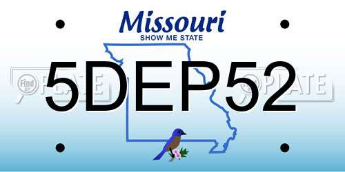 5DEP52 Missouri License Plate