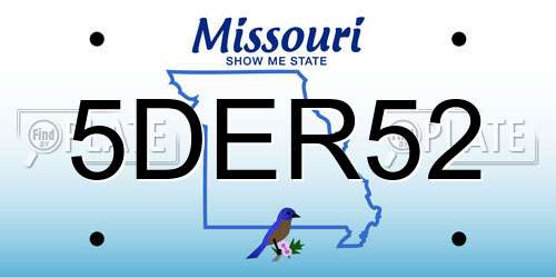 5DER52 Missouri License Plate