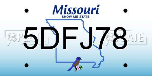 5DFJ78 Missouri License Plate