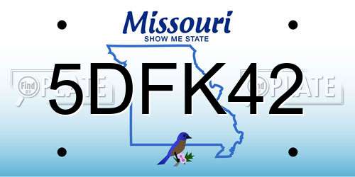 5DFK42 Missouri License Plate