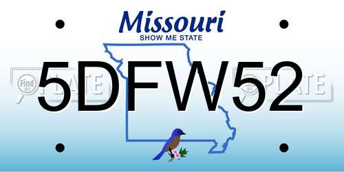 5DFW52 Missouri License Plate