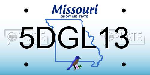 5DGL13 Missouri License Plate