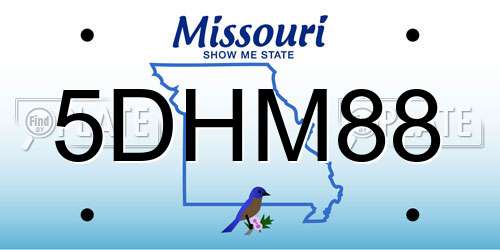 5DHM88 Missouri License Plate