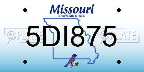5DI875 Missouri License Plate