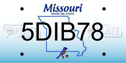 5DIB78 Missouri License Plate