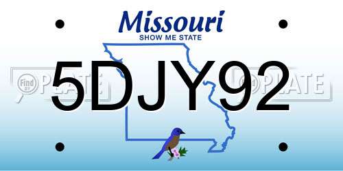 5DJY92 Missouri License Plate
