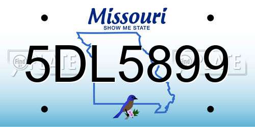 5DL5899 Missouri License Plate