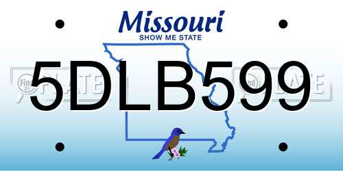5DLB599 Missouri License Plate