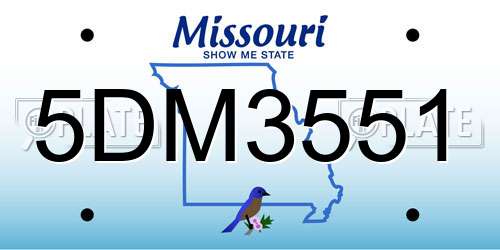 5DM3551 Missouri License Plate