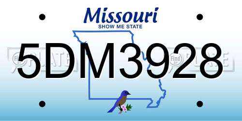 5DM3928 Missouri License Plate