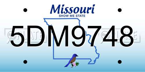 5DM9748 Missouri License Plate