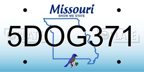 5DOG371 Missouri License Plate