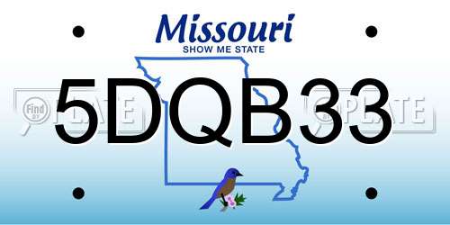 5DQB33 Missouri License Plate